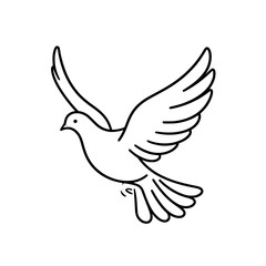Obraz premium Simple line drawing of a dove in flight with outstretched wings.