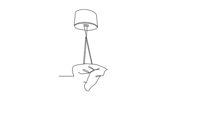 Man Reading Book Peaceful Room. Reading book in cozy corner Concept. Single line draw design Video 4k. Footage graphic illustration