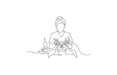 continuous line drawing, one line art, esthetician, facial treatment, skincare, beauty salon