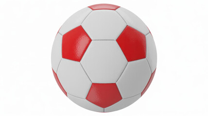 Fototapeta premium Red and white soccer ball on white background sports