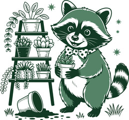   Funny Plant Mom Raccoon Graphic Design  © Nusrat