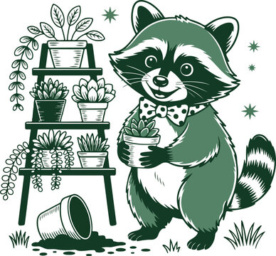

Funny Plant Mom Raccoon Graphic Design
