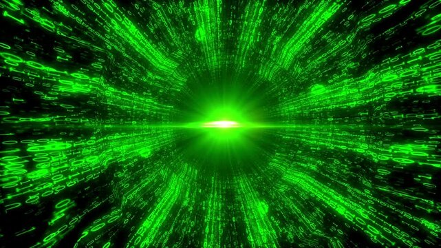Digital binary code number streams, matrix effect. Abstract Binary code Tunnel. Digital abstract binary numbers animation. binary code motion background.
