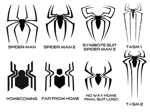 Set of 8 Spider-Man superhero icons vector