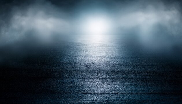 Fog Rolls Over Dark Surface Low Light Reveals Ground