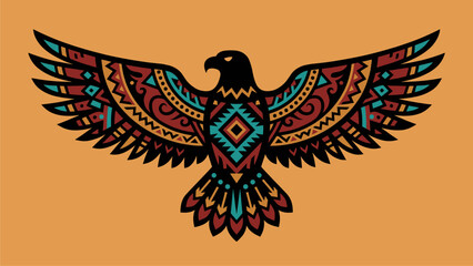 Fototapeta premium Tribal Eagle Art Graphic - Native American Inspired Design for Commercial Use
