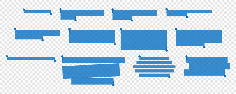 Blue Highlight Text Marker Box Set. Highlight Selection Shape Mark for Text Kit. Interface Navigation Bar. Vector Illustration in Png Transparent Background