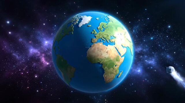 Earth Danger Asteroid Impact Space View Day Galaxy Background