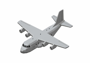 Obraz premium Gray airplane flying in the sky.