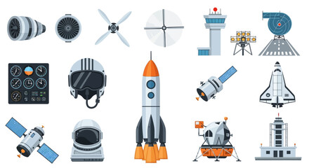 Collection of Spacecraft and Satellite Components. © Akon