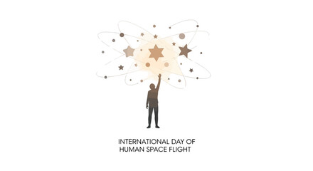 Man Reaching Stars in Space Illustration.