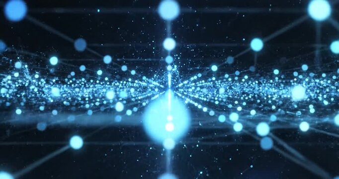 Abstract blue network connection with glowing data nodes