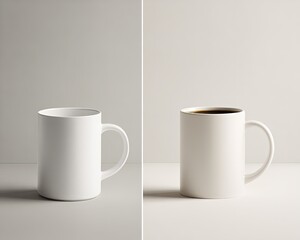 White Coffee Mug Mockup Against Light Background