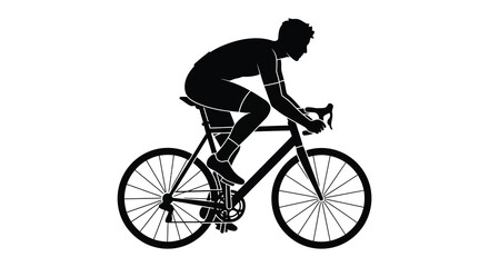 Fototapeta premium A dynamic depiction of a cyclist in motion captured as a striking black silhouette high quality professional detailed