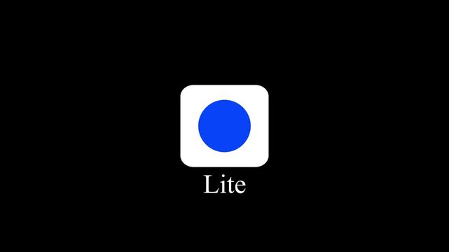 Minimalist "Lite" app icon logo animation on black background with video animation.