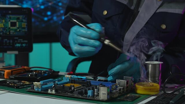 Repairing and upgrade electronic, computer hardware and technology concept.