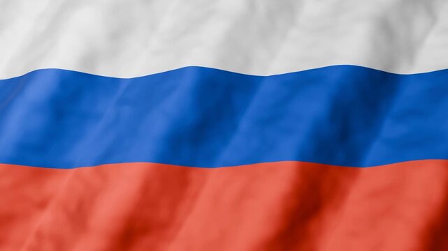 Russia flag 3D animation seamless loop waving in the wind. Tricolor, white, blue, and red horizontal stripes. 4K motion graphic background symbolizing national identity, patriotism. official state