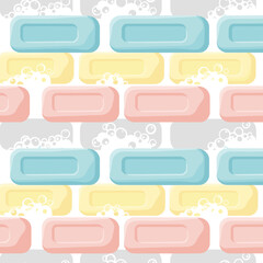 Pattern of Rectangular Soap Bars Arranged Like a Colorful Brick Wall