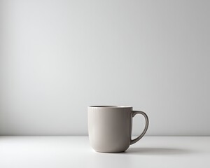 Empty Light Beige Mug On White Table