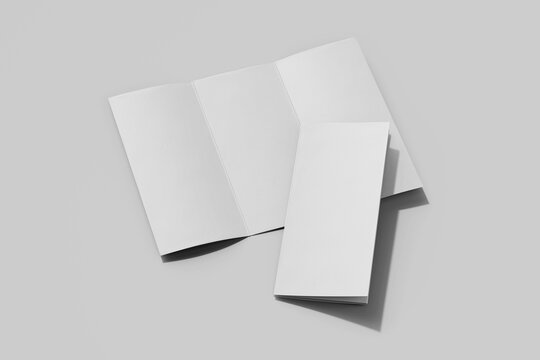 letter size leaflet paper trifold brochure print mockup with soft studio lighting isolated template 3d render