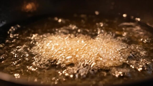 Two Golden Potato Hash Brown Sticks Frying in Hot Oil