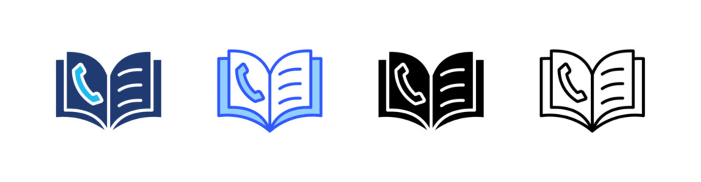 Contact Book Multi Style Icon Set Vector 