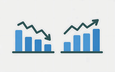 Stock market up and down graph &ndash; business growth and financial foss comparison chart concept