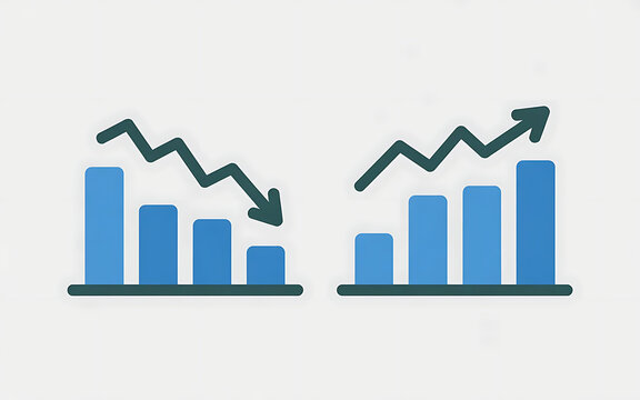 Stock market up and down graph &ndash; business growth and financial foss comparison chart concept