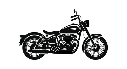 Fototapeta premium A striking black silhouette of a classic motorcycle showcasing vintage design and powerful lines silhouette high quality professional