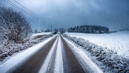 Obraz premium Rural Road In The Blizzard 3
