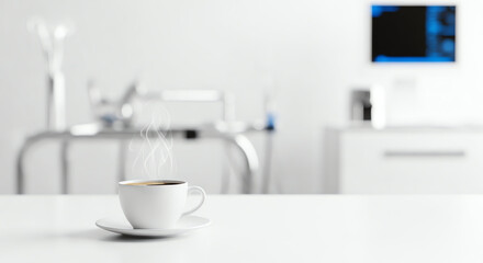 Fototapeta premium Modern Minimalist Kitchen with White Countertops and Appliances.