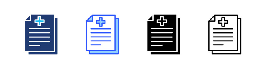 Fototapeta premium Document Multi Style Icon Set Vector 