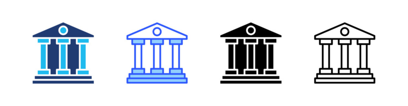 Bank Multi Style Icon Set Vector 
