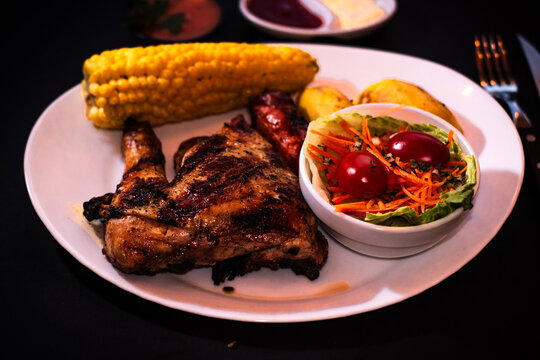 grilled meat with vegetables