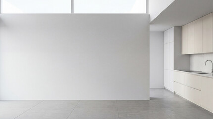  Modern Contemporary kitchen room interior .white and cream color material 3d render 