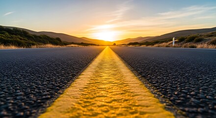 Golden Road to Sunset Success Motivation Concept