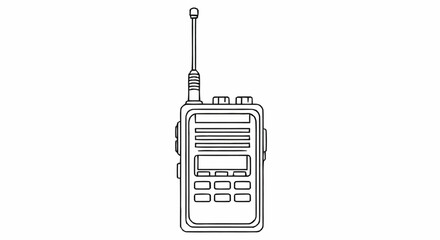 Simple line drawing of a handheld radio transceiver device. © Busbus