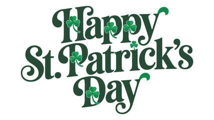 Happy St. Patrick's Day design in green, celebrating Irish culture and good fortune.