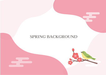 春の背景イラスト　春のお花のイラスト　詰め合わせ　春素材　春のバナー　 ロゴ　桜
