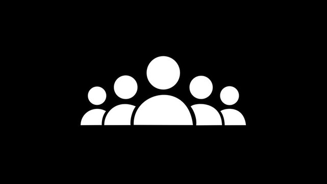 Group of five people icon isolated animation .Community icon,Business and team work icon animation . 4K motion