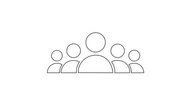 Group of five people icon isolated animation .Community icon,Business and team work icon animation . 4K motion