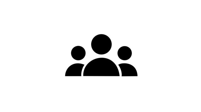 Group of three people icon isolated animation .Community icon,Business and team work icon animation . 4K motion