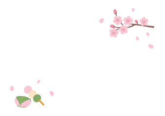 春の背景イラスト　春のお花のイラスト　詰め合わせ　春素材　春のバナー　 ロゴ　桜
