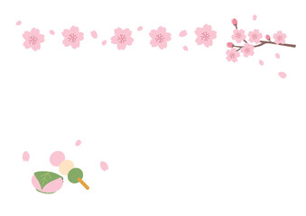 春の背景イラスト　春のお花のイラスト　詰め合わせ　春素材　春のバナー　 ロゴ　桜
