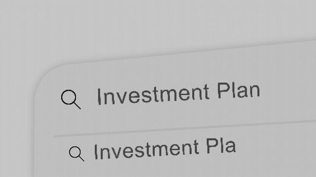 Typing Investment Plan in Search Bar UI Animation Close-up