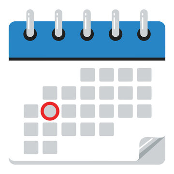 Calendar icon with red circle on one of the days  simple illustration icon