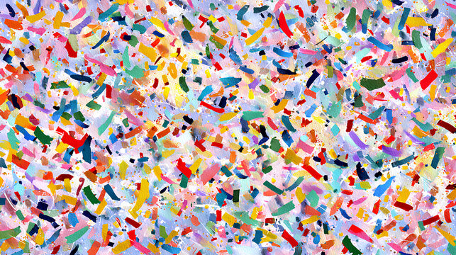 Colorful Confetti Background with Streamers Stock Illustration
