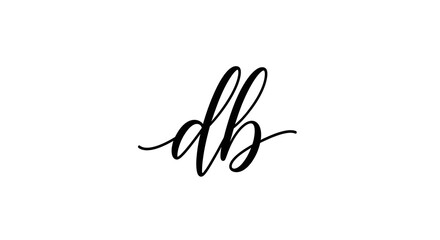 Fototapeta premium Elegant black cursive handwriting forming the letters d and b on a clean white background