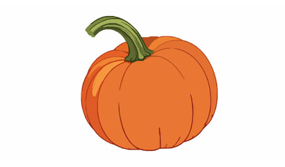 Obraz premium Realistic Cartoon Pumpkin Vector Illustration with Detailed Texture and Green Stem