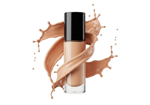 Liquid foundation makeup product isolated on transparent background